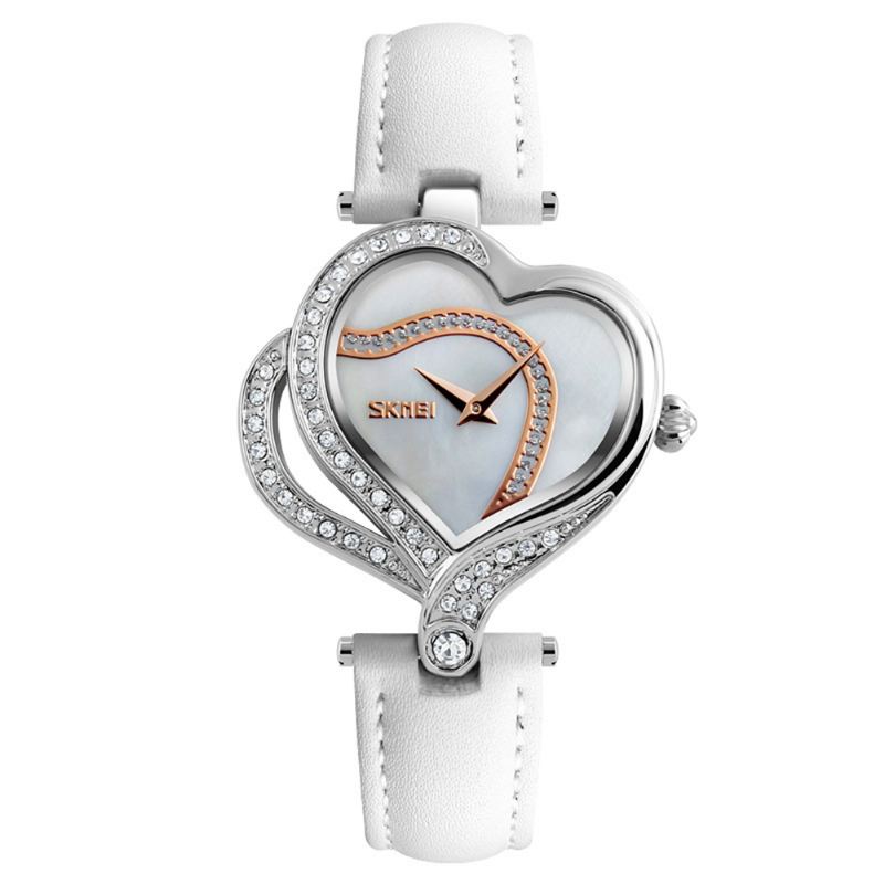 Sweet Love Mode Style Kvinder Ure Krystal Læderrem Quartz Watch