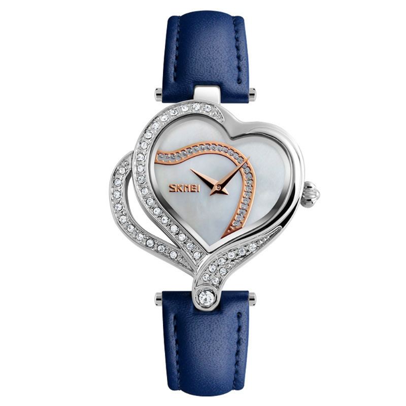 Sweet Love Mode Style Kvinder Ure Krystal Læderrem Quartz Watch