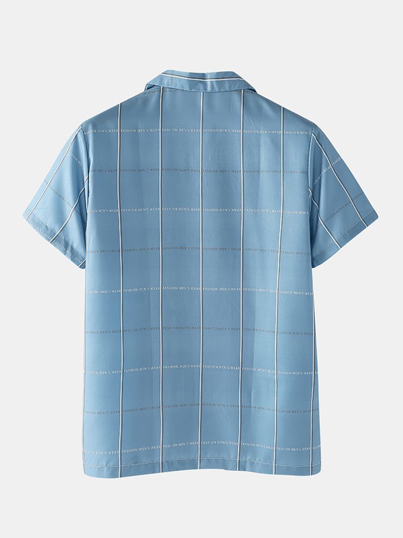 Bomuld Herre Design Letter Plaid Revere Krave Hjem Casual Pyjamas Sæt