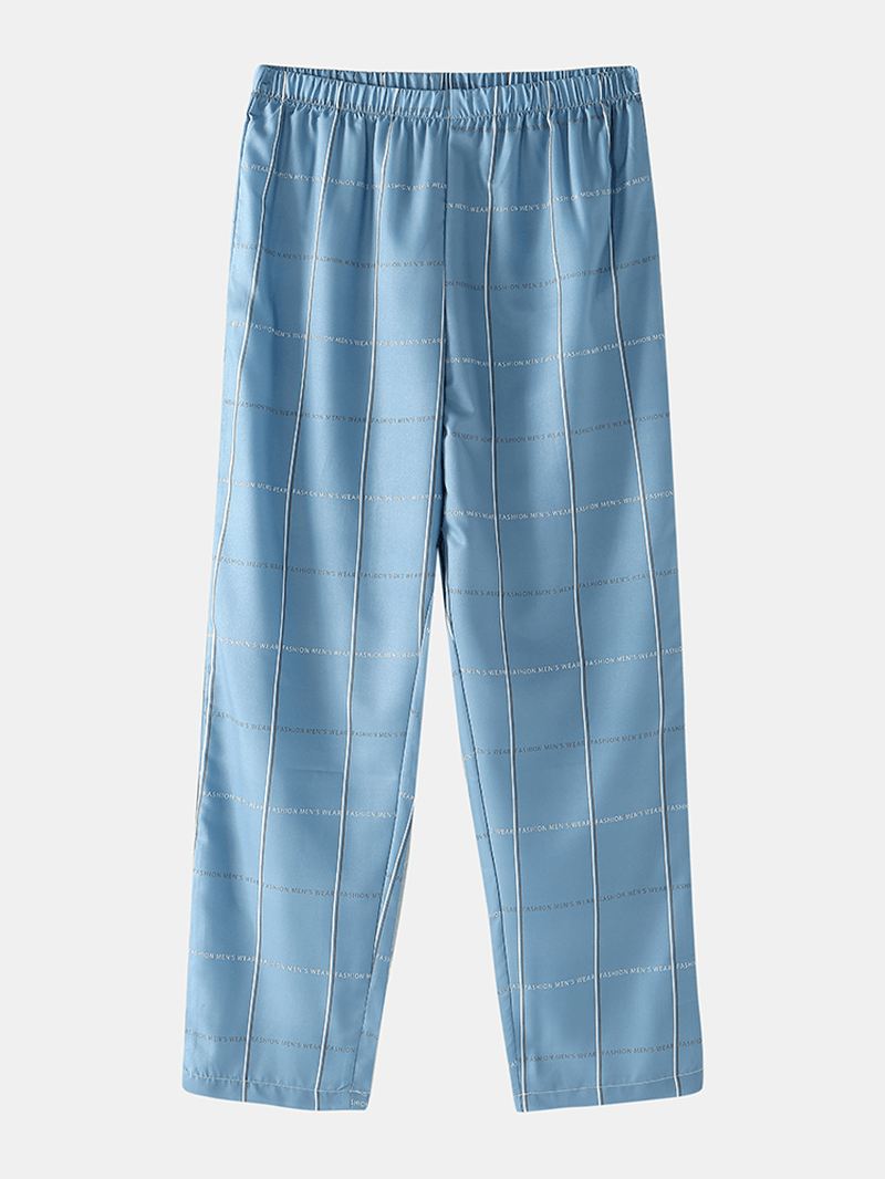 Bomuld Herre Design Letter Plaid Revere Krave Hjem Casual Pyjamas Sæt