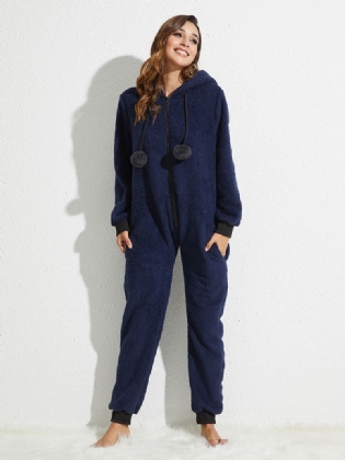 Hættetrøje Med Lynlås Langærmet Flannel Onesie Jumpsuits Pyjamassæt