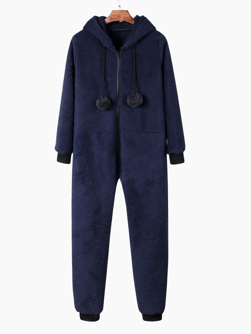 Hættetrøje Med Lynlås Langærmet Flannel Onesie Jumpsuits Pyjamassæt