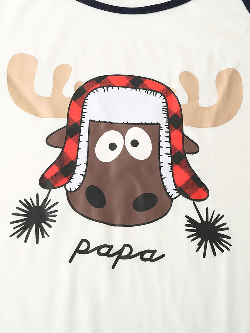 Herre Christmas Tegneserie Elk Med Tryk Raglan Sleeve Langærmet Top Jogger Bukser Hjemmepyjamas