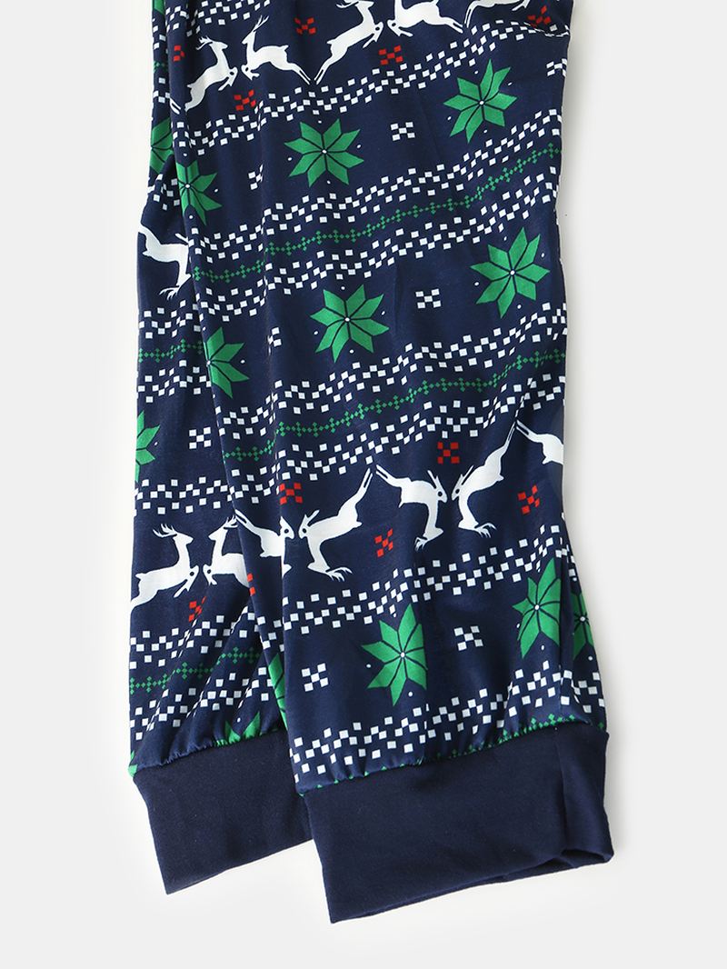 Herre Christmas Tegneserie Elk Med Tryk Raglan Sleeve Langærmet Top Jogger Bukser Hjemmepyjamas