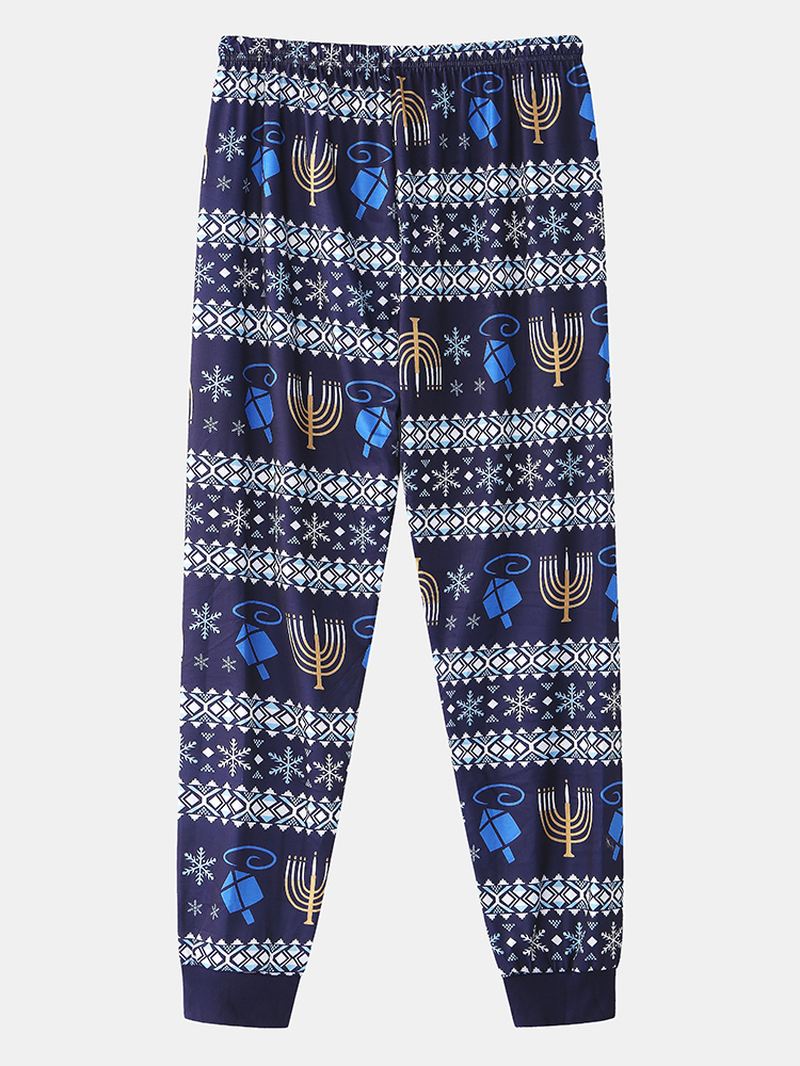 Herre Jul Element Med Tryk Nattøj Joggerbukser Løs Lounge Pyjamas Sæt