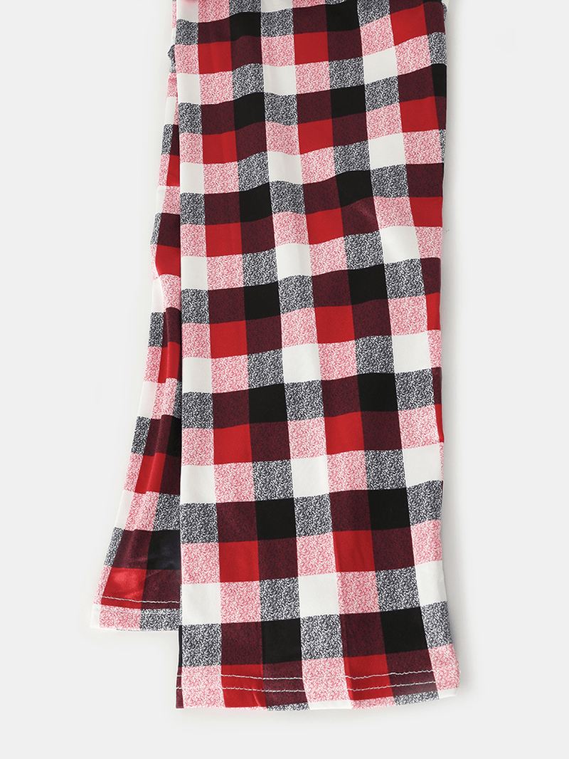 Herre Jule Tegneserie Elg Med Tryk Rund Hals Top Plaid Bukser Hjem Løs Pyjamas Sæt