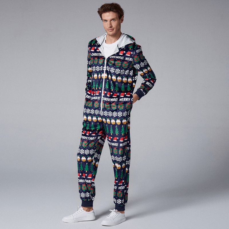 Herre Julemønster Onesies Hættepyjamas Sæt