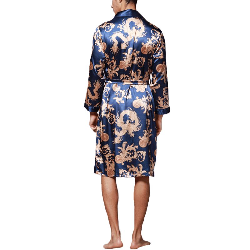 Herre Satin Silke Pyjamas Kimono Badekåbe Morgenkåbe Nattøj Loungewear