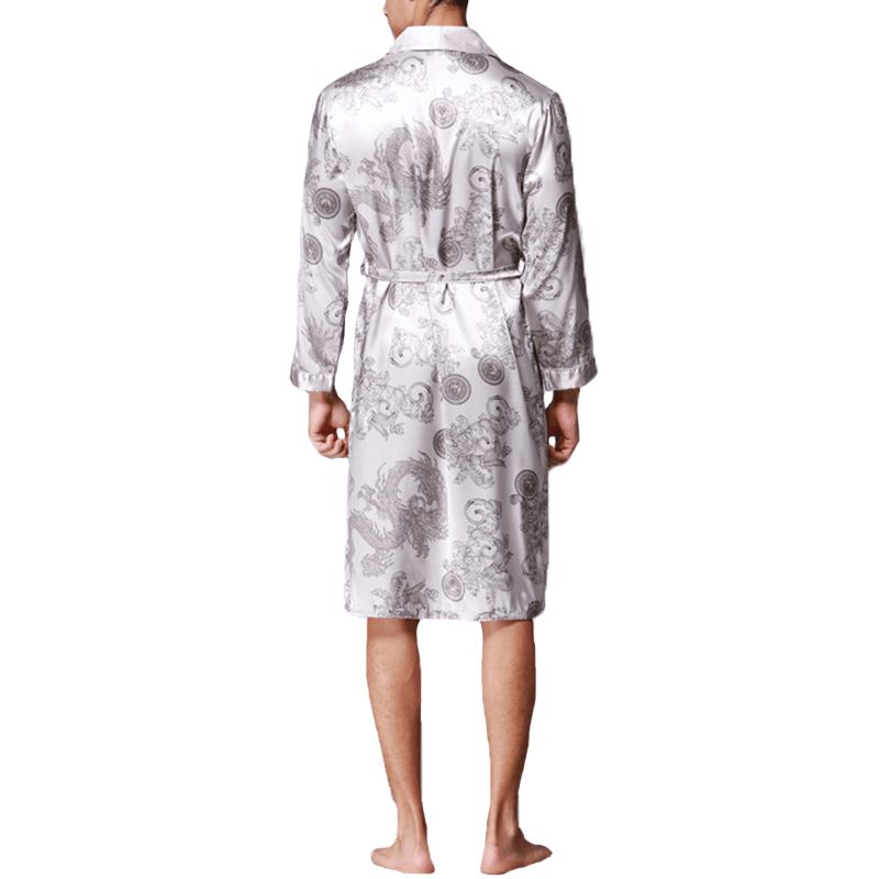 Herre Satin Silke Pyjamas Kimono Badekåbe Morgenkåbe Nattøj Loungewear