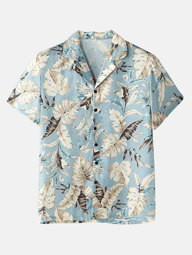 Herre Tropical Leaves Med Tryk Pyjamas Sæt To Stykker Home Casual Nattøj