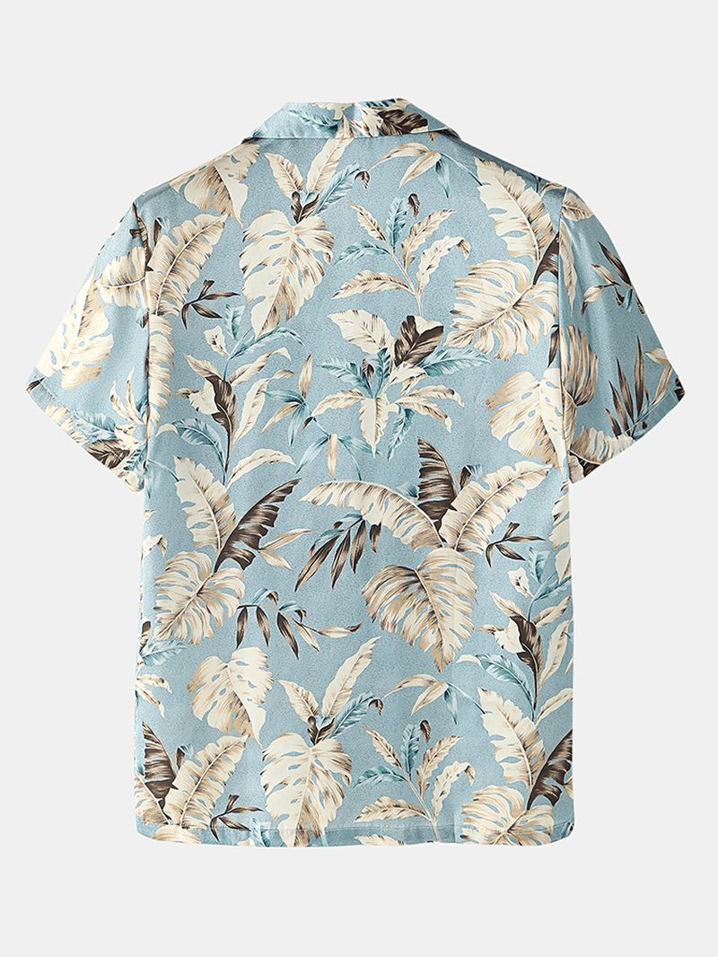 Herre Tropical Leaves Med Tryk Pyjamas Sæt To Stykker Home Casual Nattøj