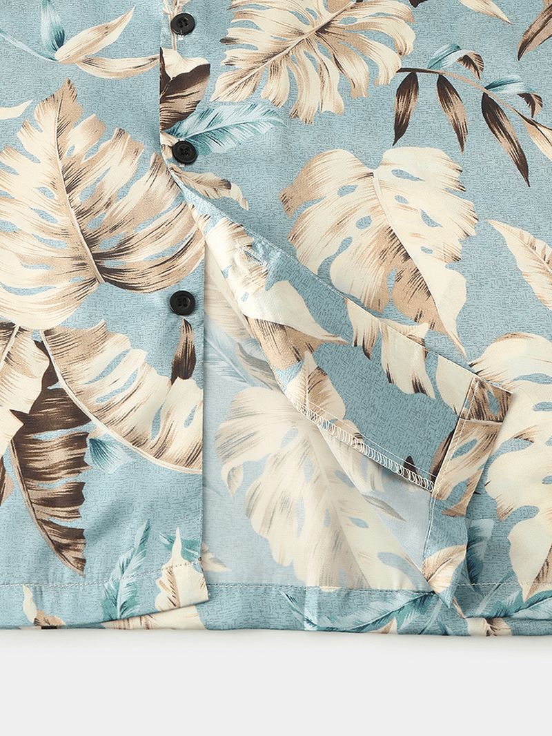 Herre Tropical Leaves Med Tryk Pyjamas Sæt To Stykker Home Casual Nattøj