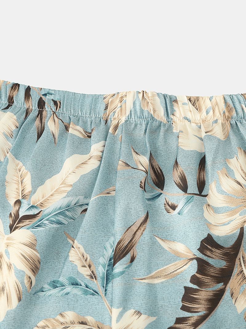 Herre Tropical Leaves Med Tryk Pyjamas Sæt To Stykker Home Casual Nattøj