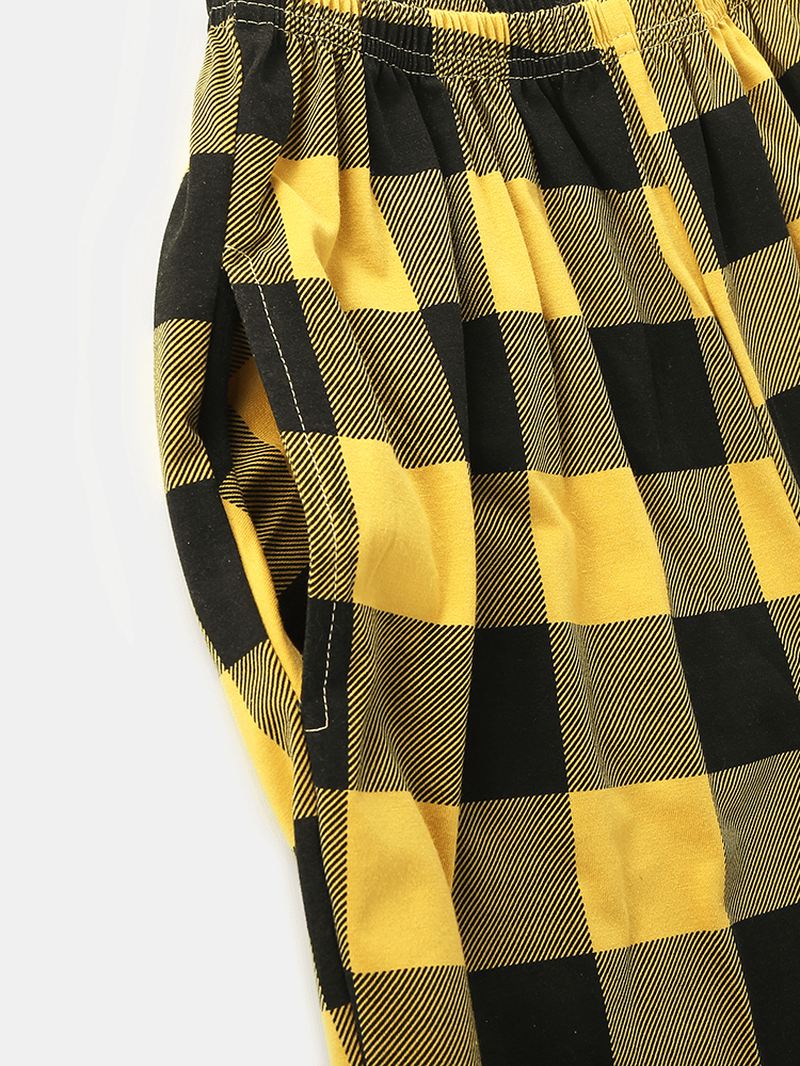 Kvinder Anime Med Tryk Langærmet Skjorte Plaid Elastisk Talje Hjem Pyjamas Sæt