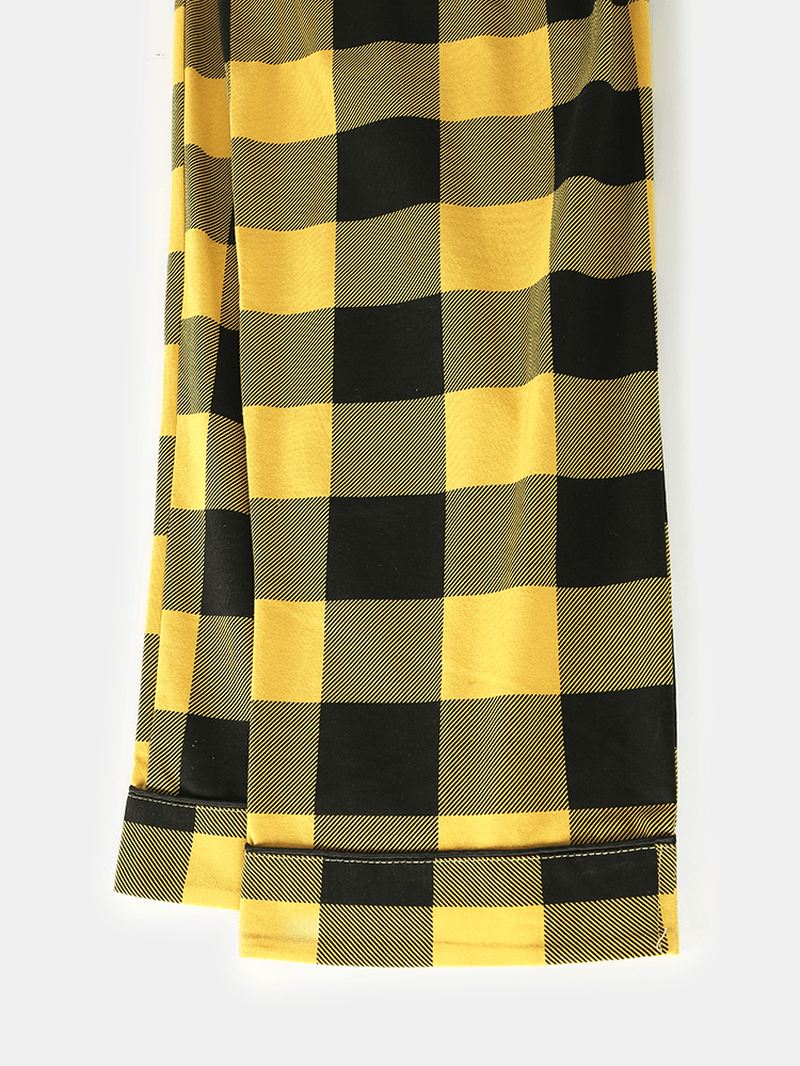 Kvinder Anime Med Tryk Langærmet Skjorte Plaid Elastisk Talje Hjem Pyjamas Sæt