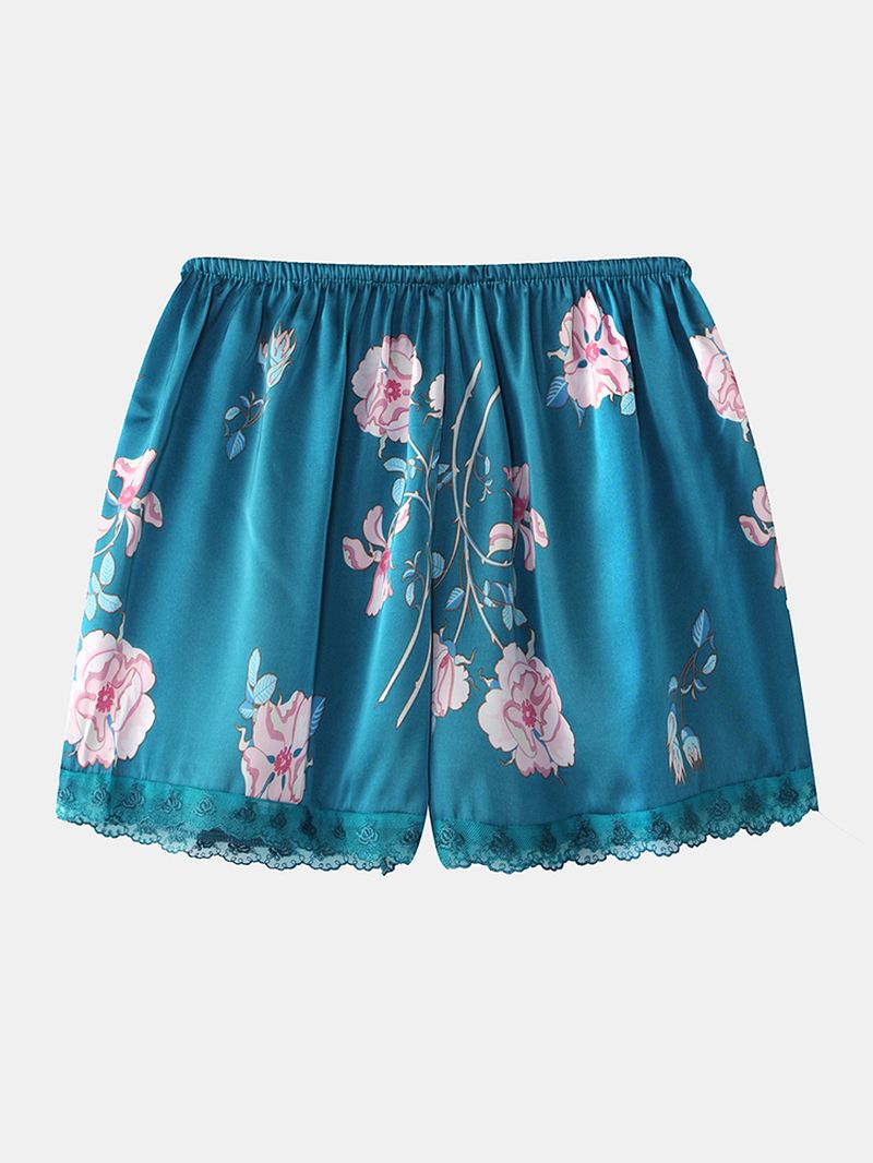 Kvinder Blomsterprint Softies Blonde Trim Glat Hot Hjem Pyjamas Sæt