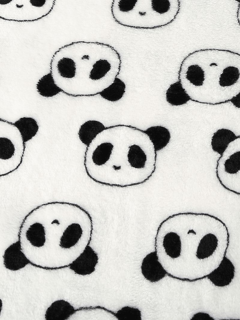 Kvinder Overalt Tegneserie Panda Langærmet Plys Varmt Hjemmepyjamassæt