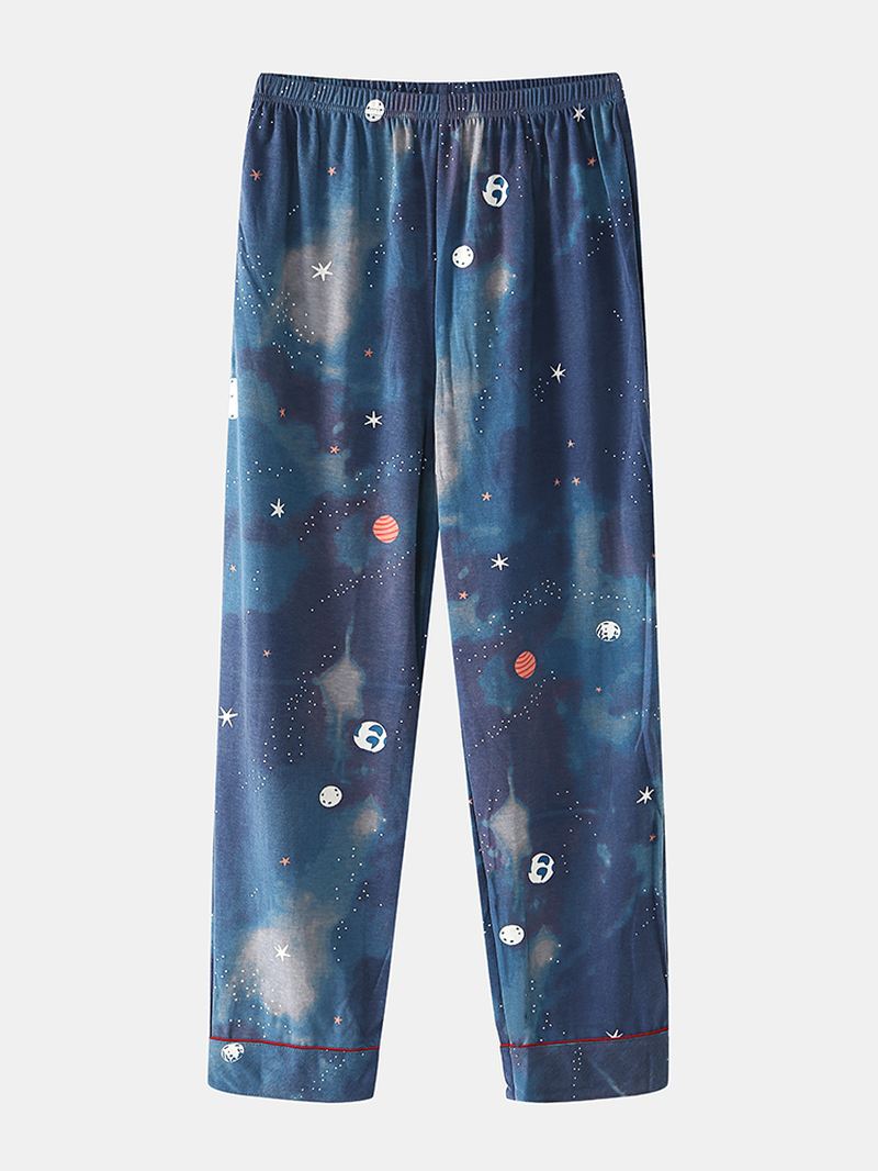 Kvinder Starry Sky Med Tryk Sød Pullover Løs Elastik Talje Tegneserie Hjem Pyjamas Sæt