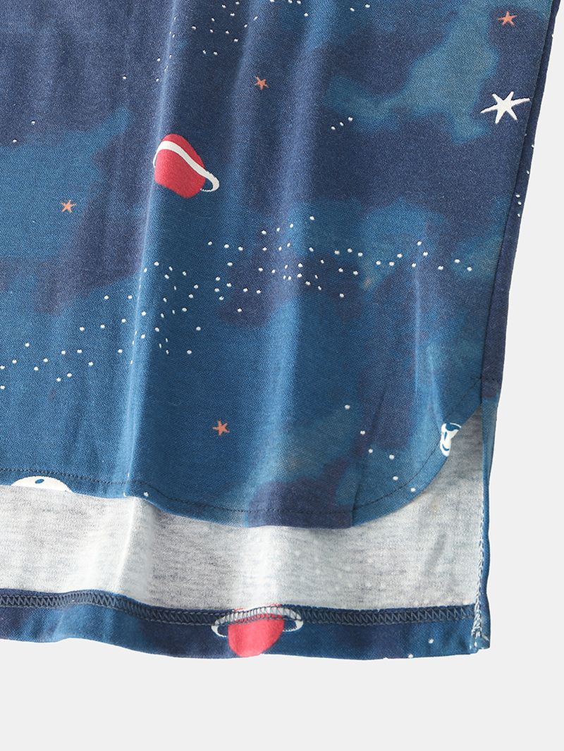 Kvinder Starry Sky Med Tryk Sød Pullover Løs Elastik Talje Tegneserie Hjem Pyjamas Sæt