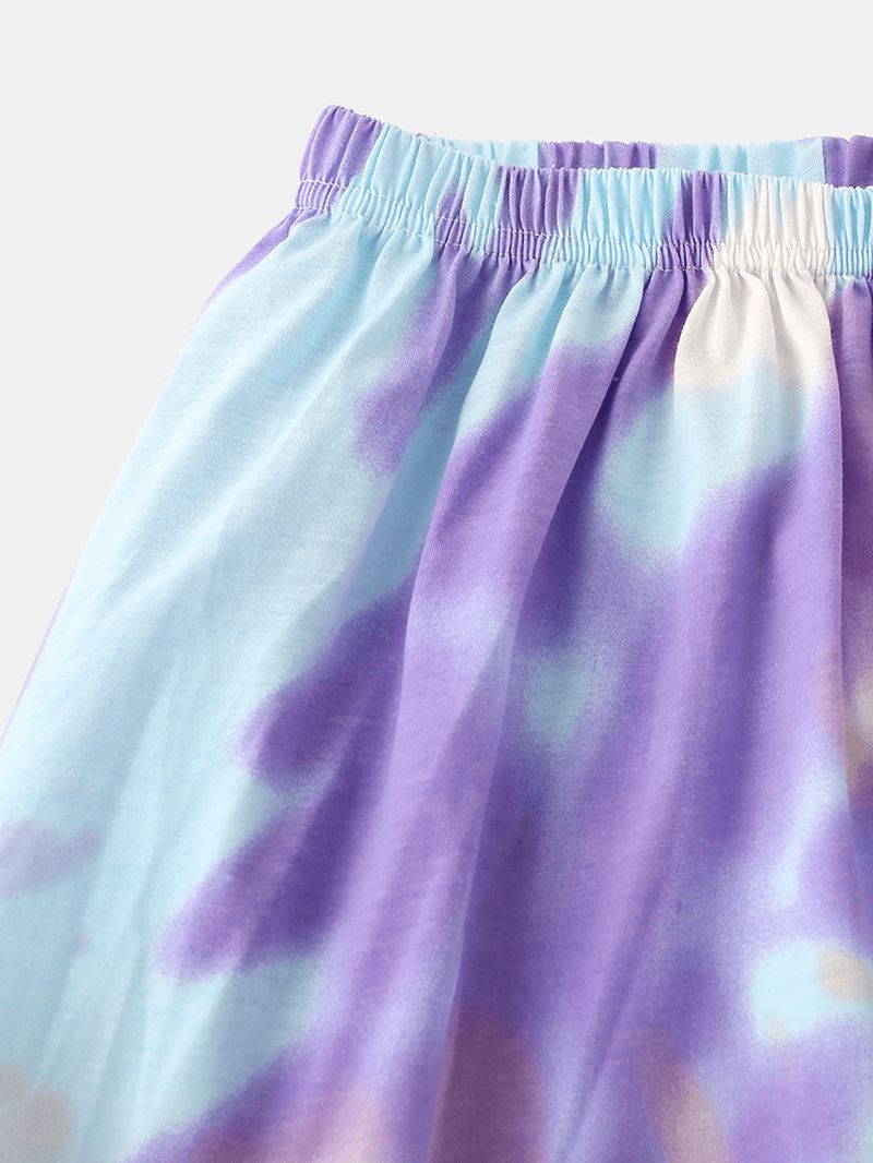 Kvinder Tie Dye Button Up Pocket Revere Krave Kortærmet Hjemmepyjamassæt