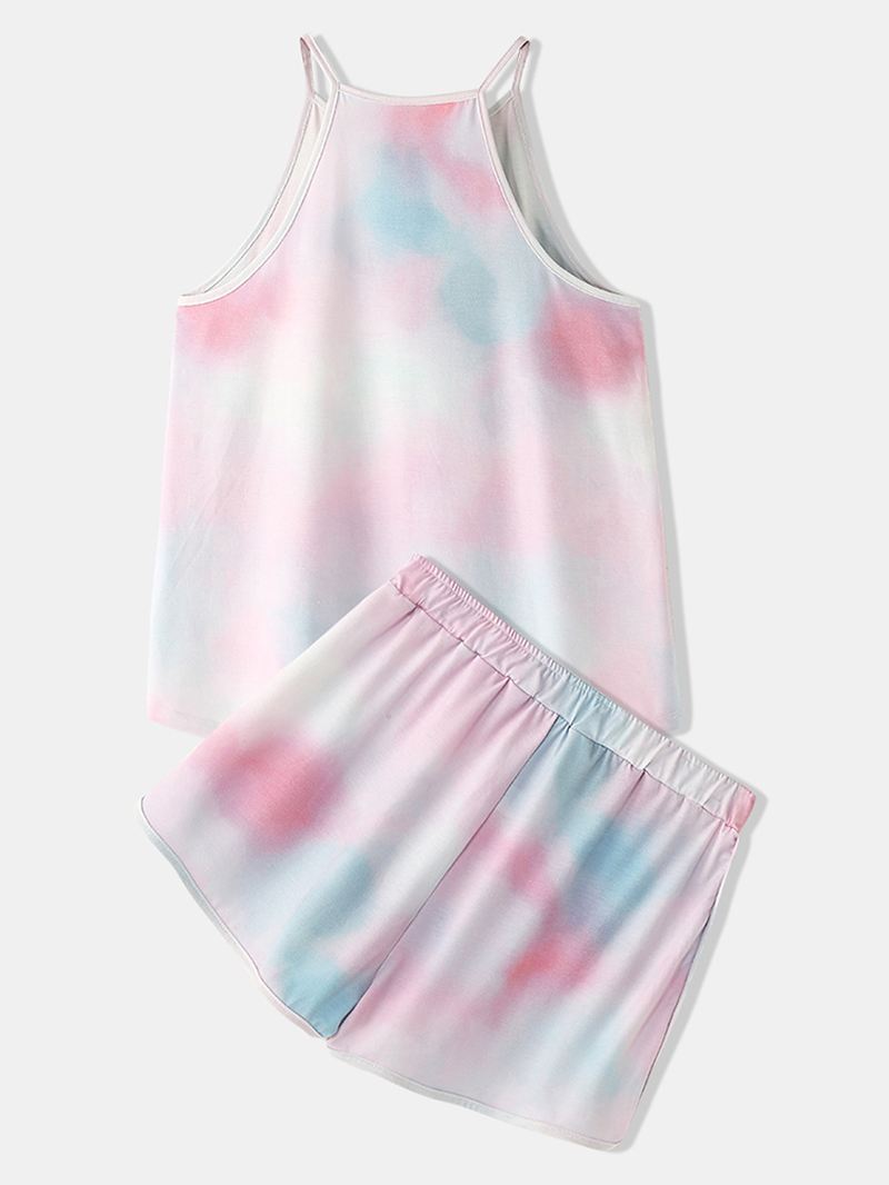 Kvinder Tie Dye Farverig Gradient Ærmeløs Casual Pyjamas Sæt