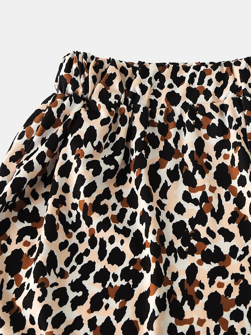 Leopard Med Tryk Pyjamas Sæt To Stykker O-hals Kortærmet Kvinder Outwork Loungewear