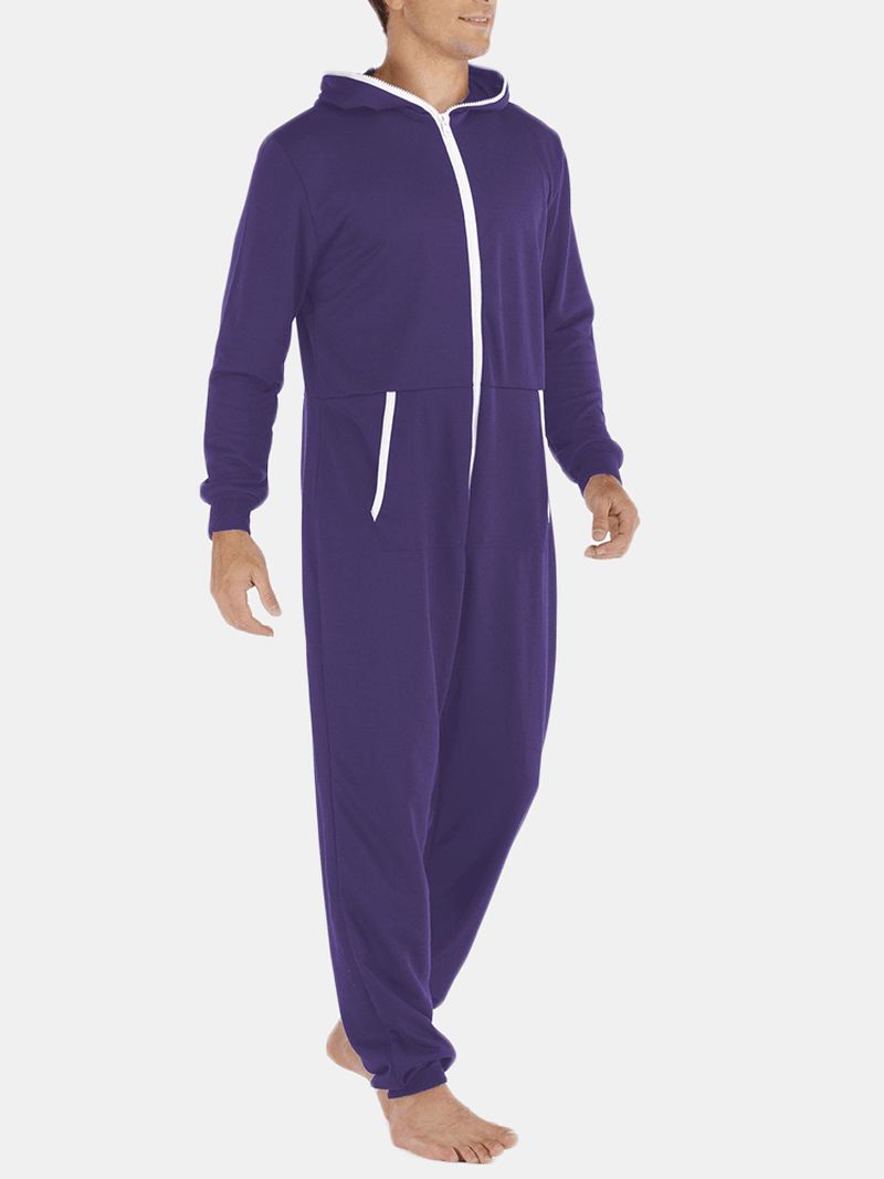 Mænd Casual Onesies Jumpsuit Hætte Loungewear Løs Pyjamas