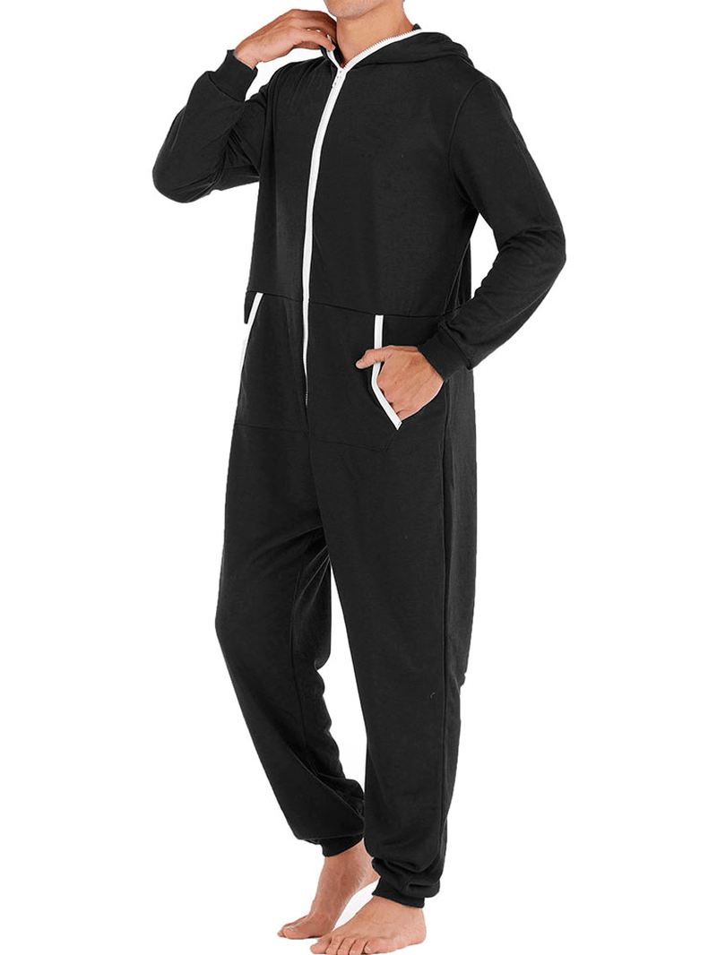 Mænd Casual Onesies Jumpsuit Hætte Loungewear Løs Pyjamas