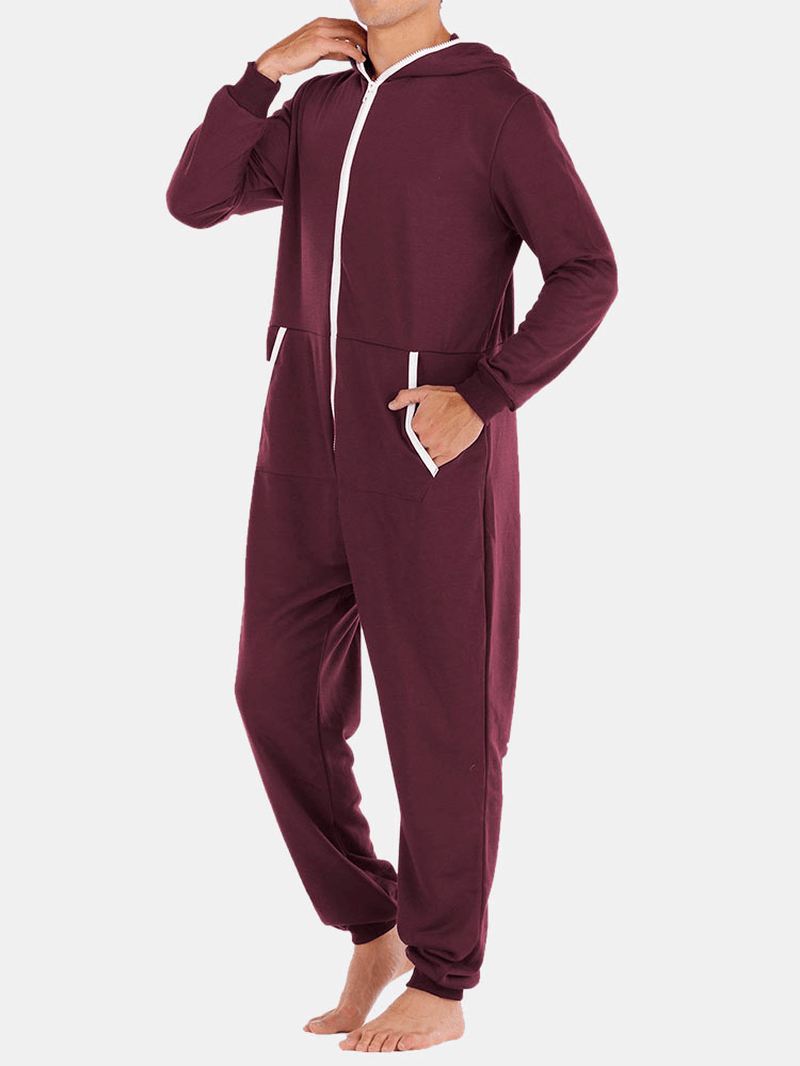 Mænd Casual Onesies Jumpsuit Hætte Loungewear Løs Pyjamas