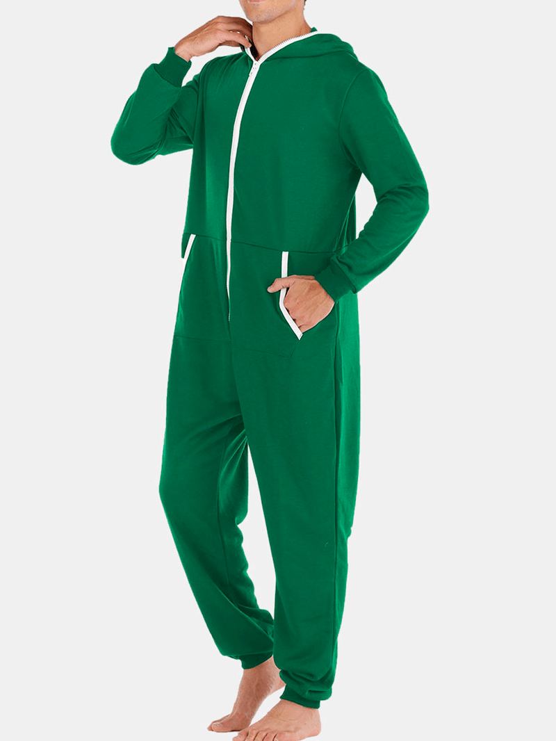 Mænd Casual Onesies Jumpsuit Hætte Loungewear Løs Pyjamas