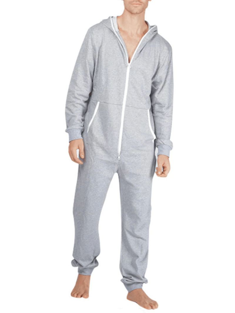 Mænd Casual Onesies Jumpsuit Hætte Loungewear Løs Pyjamas