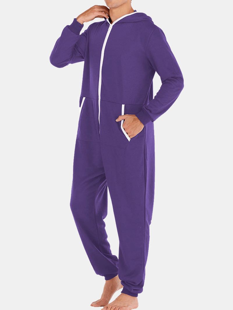 Mænd Casual Onesies Jumpsuit Hætte Loungewear Løs Pyjamas