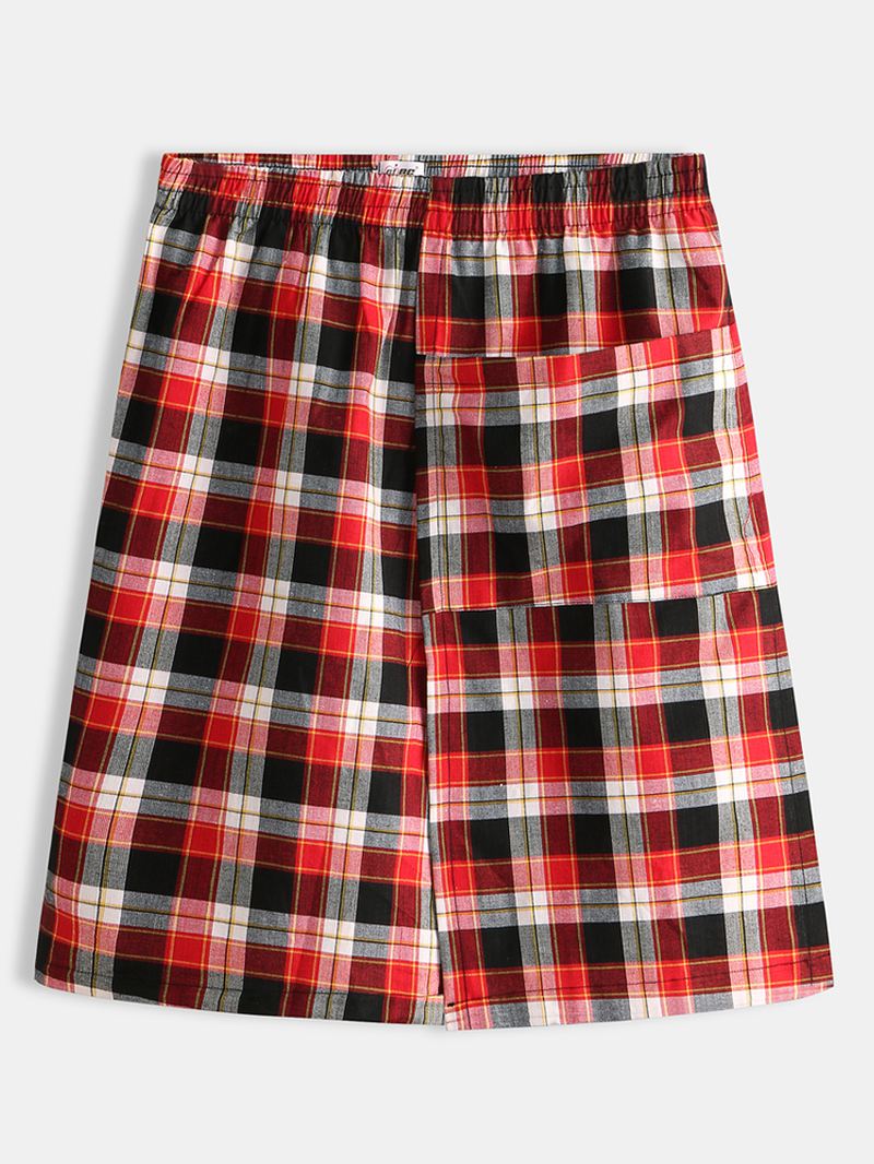 Mænd Casual Plaid Pocket Bomuld Casual Hjem Bad Nattøj Nederdele