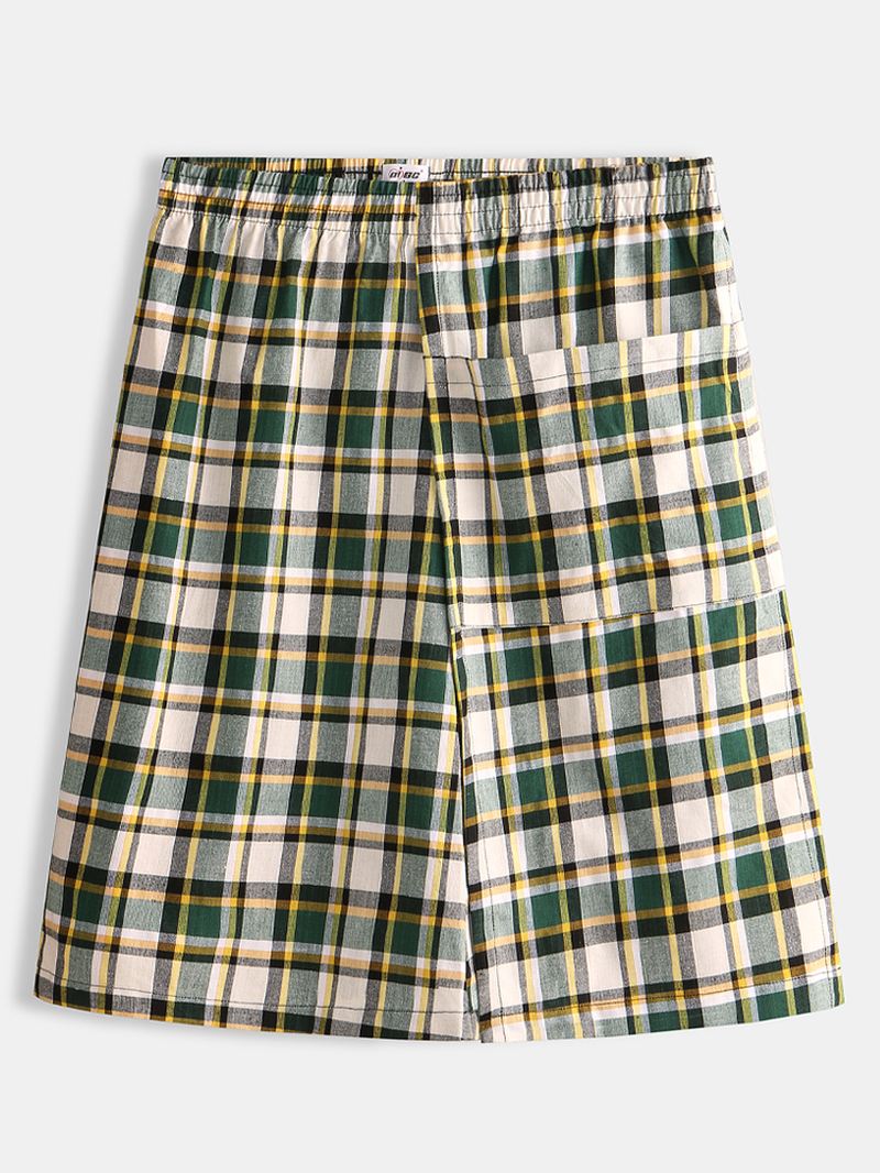 Mænd Casual Plaid Pocket Bomuld Casual Hjem Bad Nattøj Nederdele