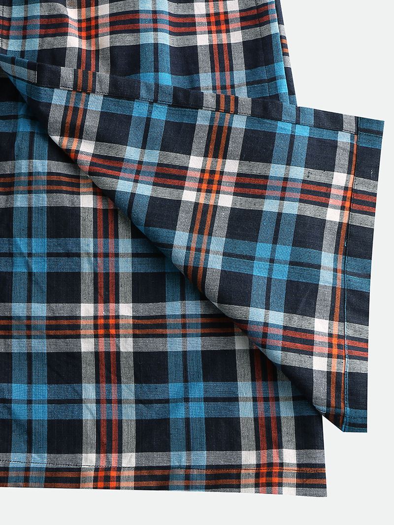 Mænd Casual Plaid Pocket Bomuld Casual Hjem Bad Nattøj Nederdele