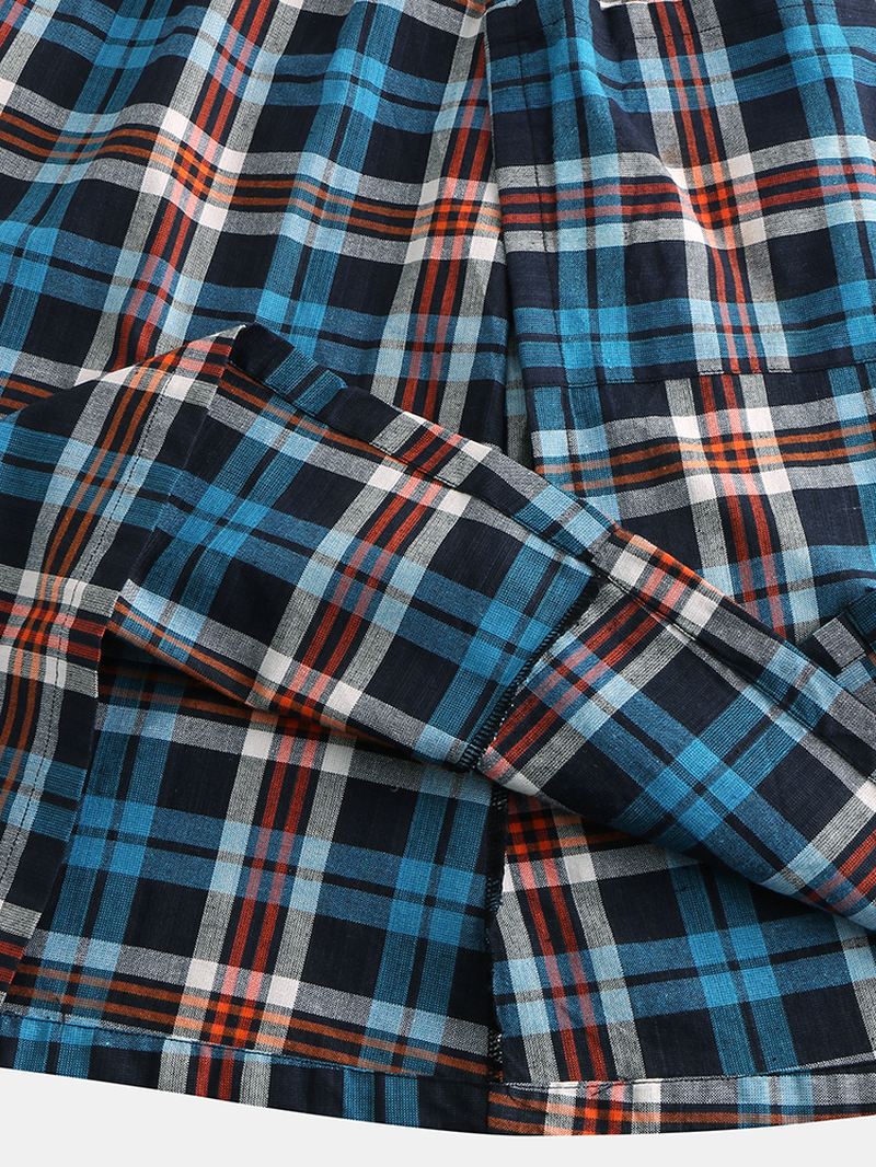 Mænd Casual Plaid Pocket Bomuld Casual Hjem Bad Nattøj Nederdele