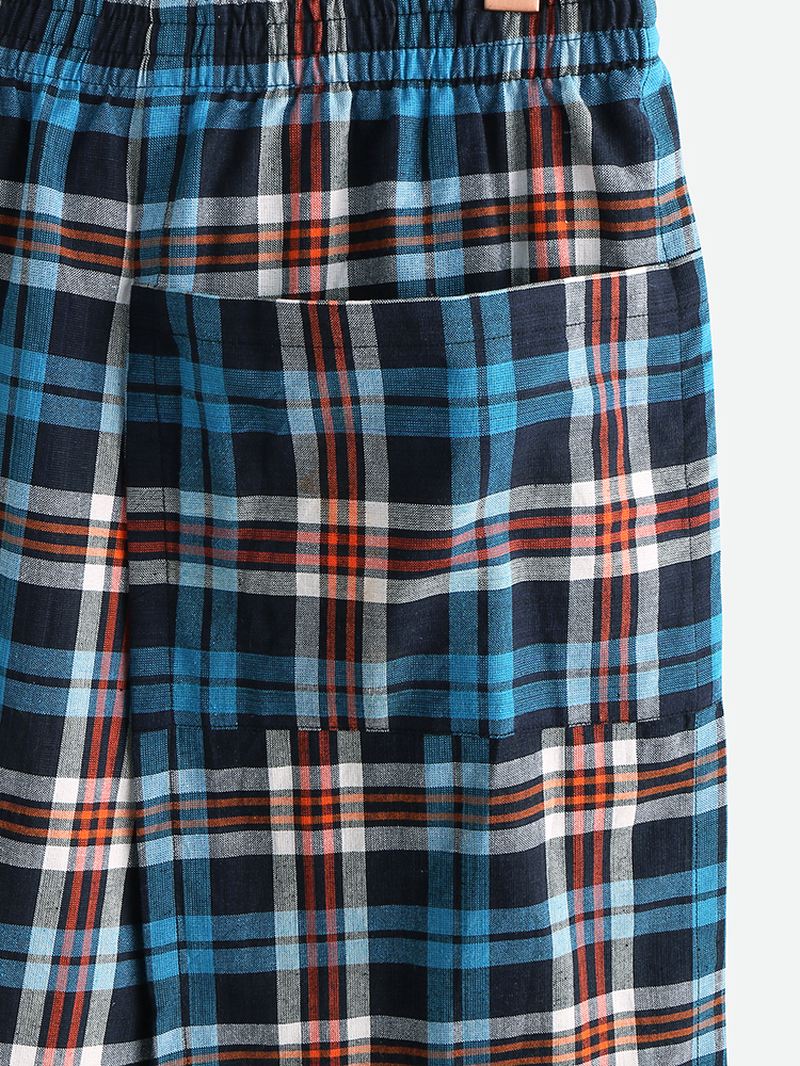 Mænd Casual Plaid Pocket Bomuld Casual Hjem Bad Nattøj Nederdele