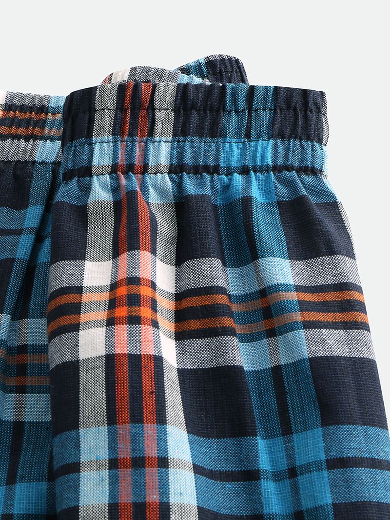 Mænd Casual Plaid Pocket Bomuld Casual Hjem Bad Nattøj Nederdele