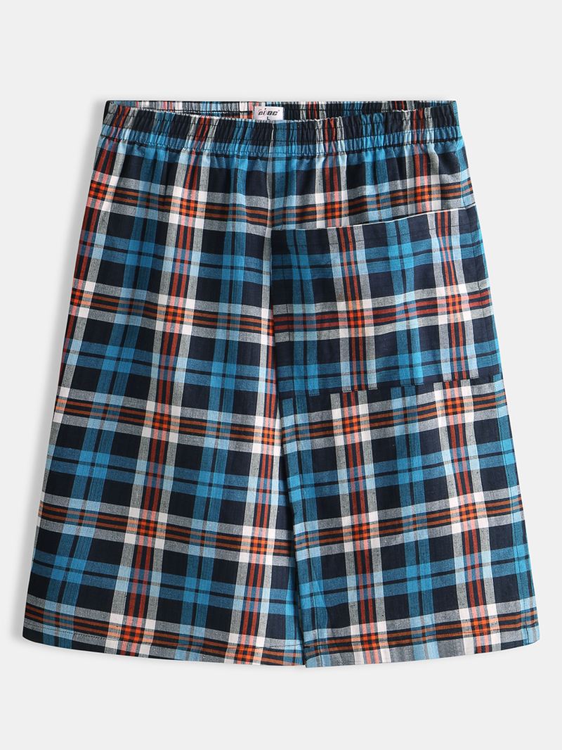 Mænd Casual Plaid Pocket Bomuld Casual Hjem Bad Nattøj Nederdele