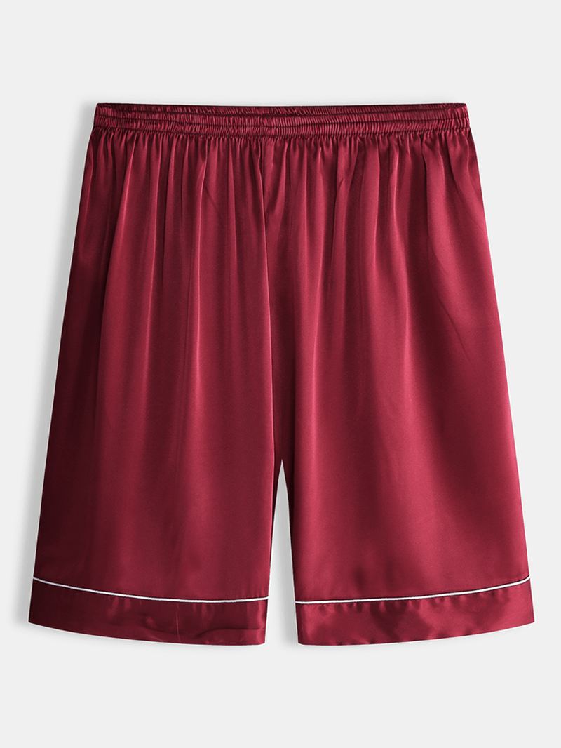 Mænd Ensfarvede Elastiske Talje Nattøj Shorts Åndbar Home Loungewear