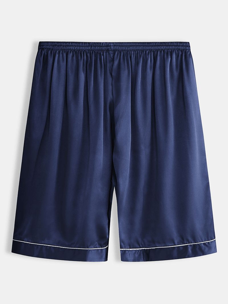 Mænd Ensfarvede Elastiske Talje Nattøj Shorts Åndbar Home Loungewear