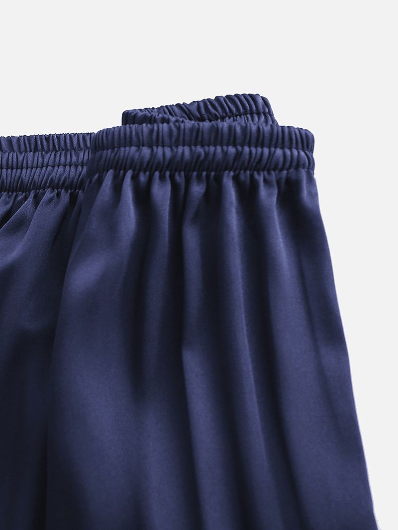 Mænd Ensfarvede Elastiske Talje Nattøj Shorts Åndbar Home Loungewear