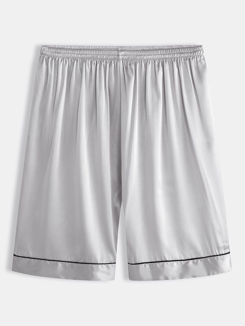 Mænd Ensfarvede Elastiske Talje Nattøj Shorts Åndbar Home Loungewear