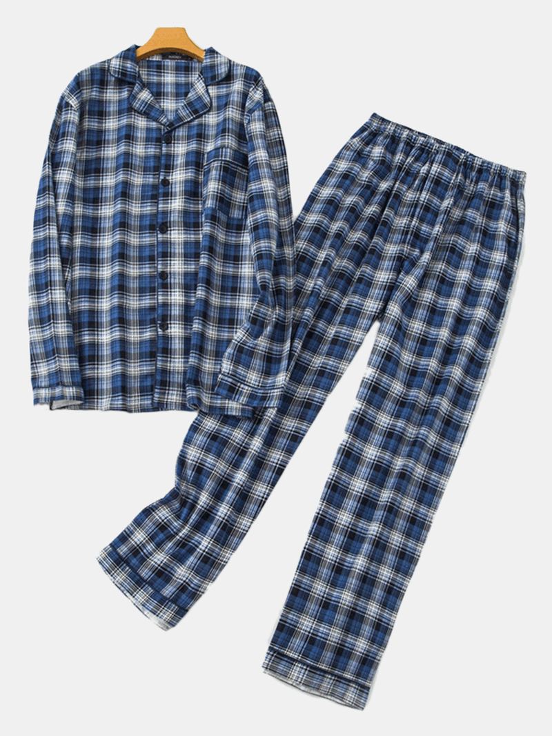 Plaid Bomuld Varm Pyjamas Sæt