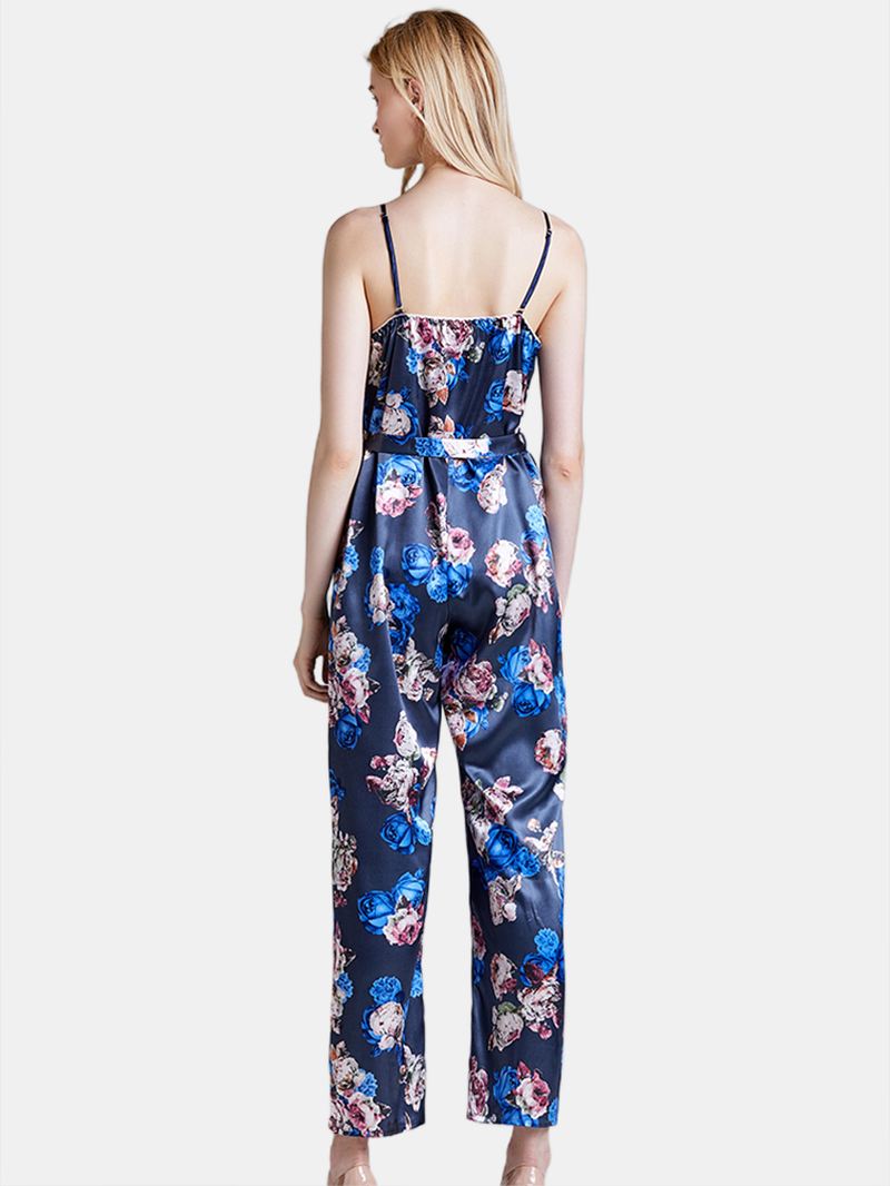 Silke Ærmeløse Jumpsuits Lange Bukser Flora Printed Nattøj