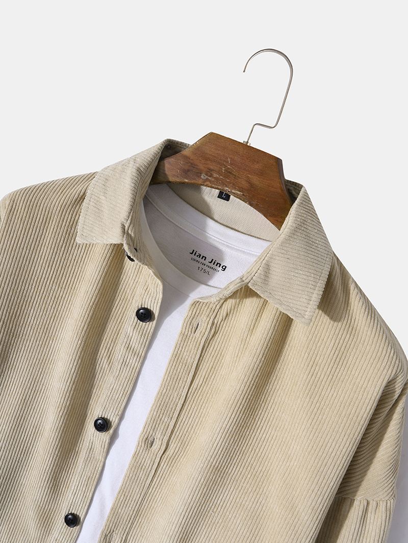 Herre Corduroy Solid Button Down Front Outwear Cardigan