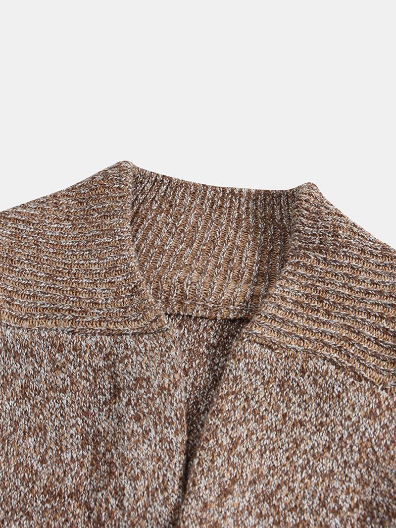 Strikket Almindelig Langærmet Mellemlængde Casual Sweater Cardigan Med Lomme