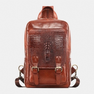 Ægte Læder Til Mænd Med Stor Kapacitet Flerrums Rygsæk Retro Multifunktion Crossbody Skuldertasker