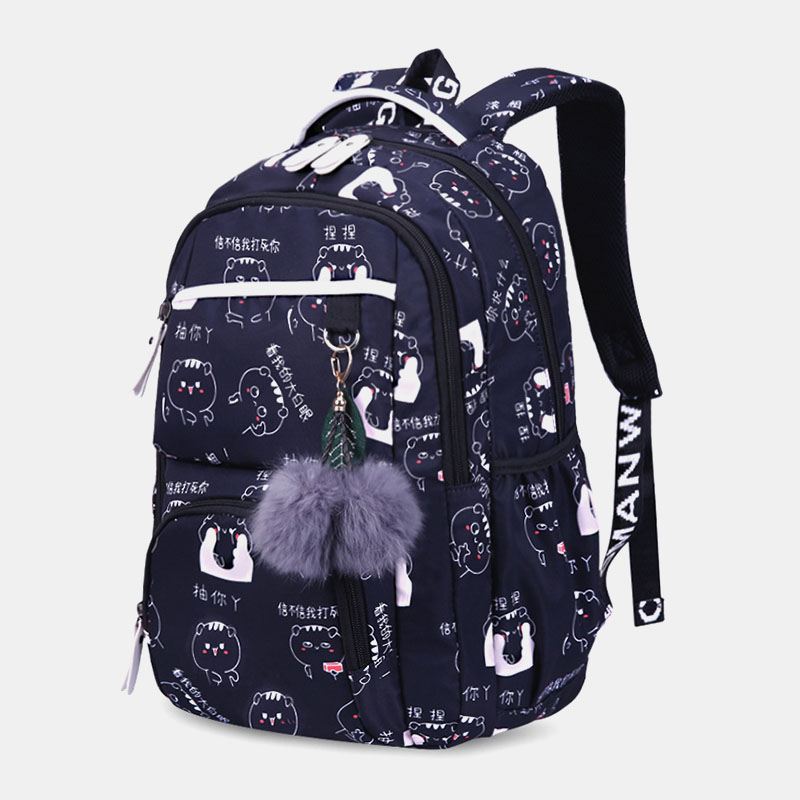 Kvinder Fluffy Ball Med Tryk Anti-theft Multifunktion Laptop Bag Rygsæk