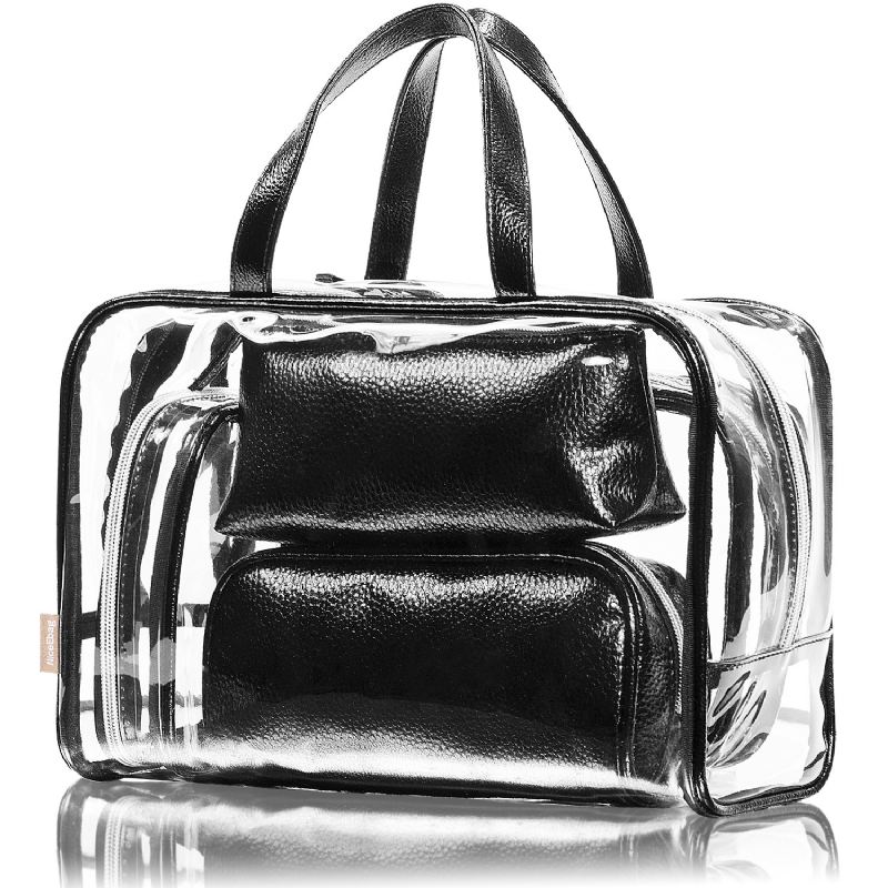 Kvinder Transparent Clear Jelly Patchwork Pvc Beach Bag Rygsæk Håndtaske